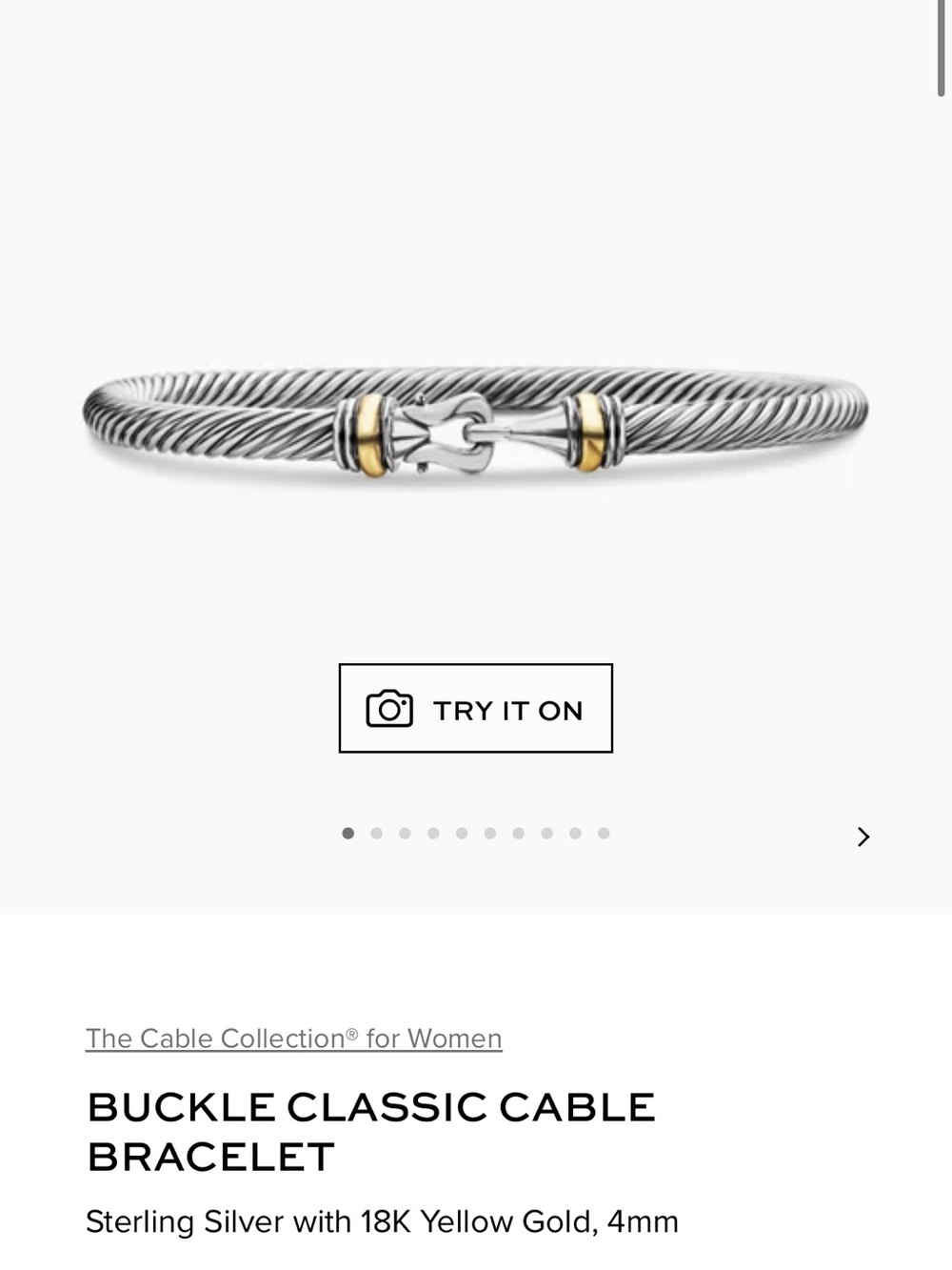 David Yurman Buckle Classic Cable Bracelet 4mm - Picture 6 of 6